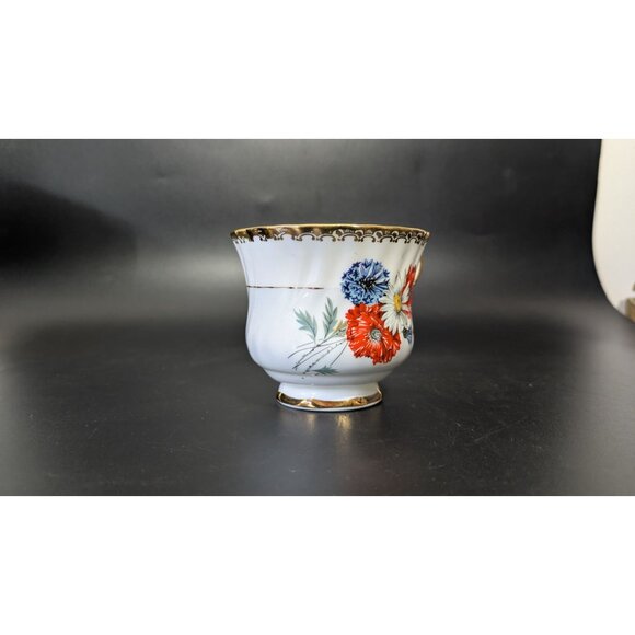Sutherland Bone China Tea Cup Gold Trim Red Blue Floral Vintage England - Picture 9 of 14